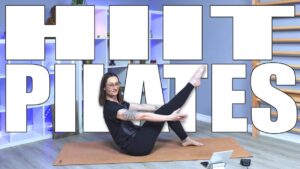 Carole Carter demonstrating HIIT Pilates exercises in the Living Lotus Online studio