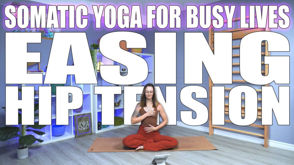 Carole Carter demonstrating somatic yoga in the Living Lotus Online studio