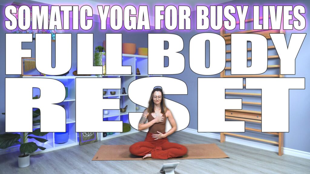 Carole Carter demonstrating somatic yoga in the Living Lotus Online studio